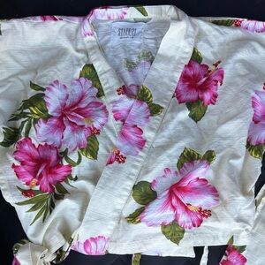 Gorgeous💋 TRUE VINTAGE Floral Print Cropped Kimono Top Jacket Size-S/M
